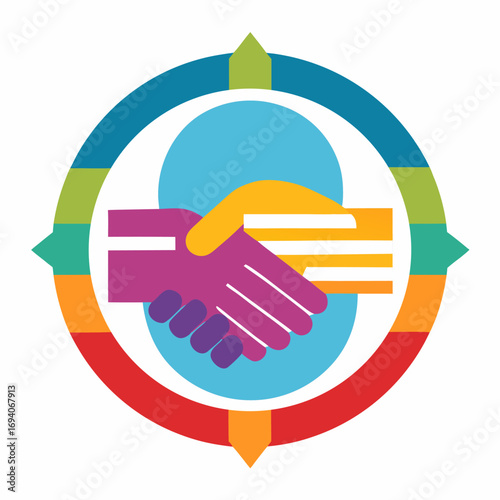 Symbol of equality represented by two shaking hands