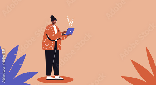 Modern professional working remotely on a laptop in a clean, inspiring setting. Ideal for digital nomad, productivity, and flexible lifestyle concepts.