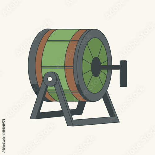 An illustration of a lottery drum, ready to spin and reveal winning numbers.