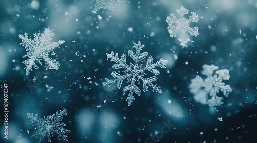 Falling snowflakes winter wonderland snowstorm background