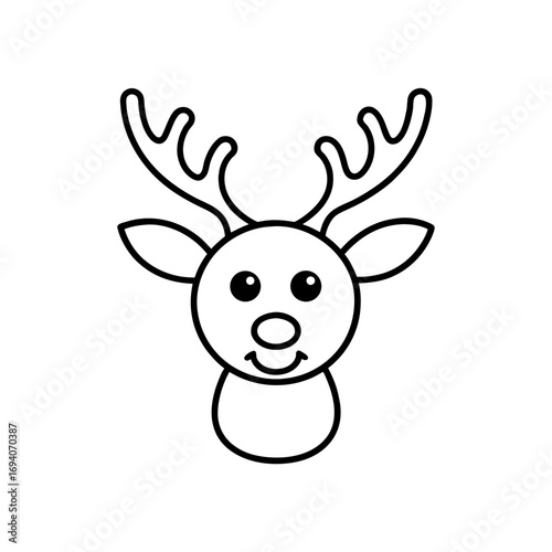 Simple outline drawing of a reindeer face on transparent background