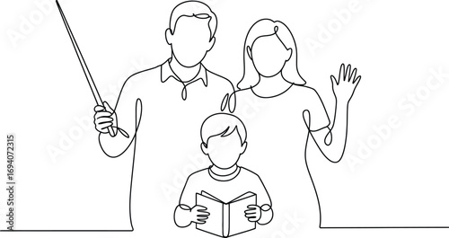 Loving parents guide their child's learning journey with enthusiasm and care.