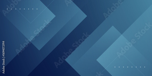 Abstract dark blue overlap square pattern banner background. Simple and trendy papercut design.