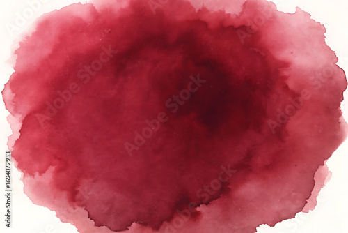 Watercolor stain in shades of red isolated on white background, creating a soft and diffused effect, with varying intensities and a gentle gradient