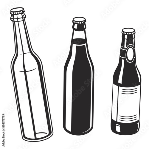 Assorted glass bottles with caps beverage drink