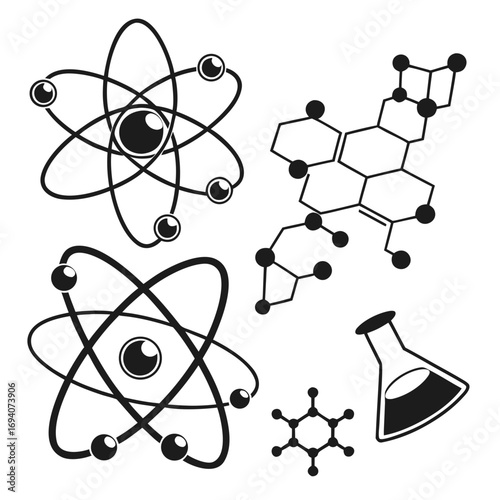 Atomic molecular structures and laboratory flask molecule