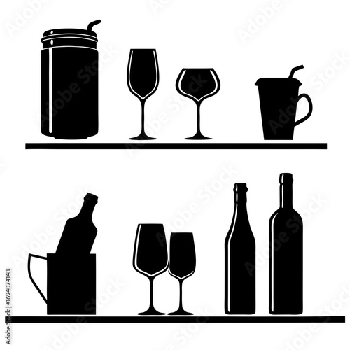 Beverage container silhouettes bottle