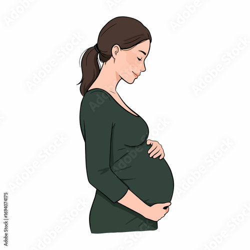 pregnant woman with hands on belly