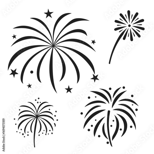 Black firework bursts starbursts celebration icons