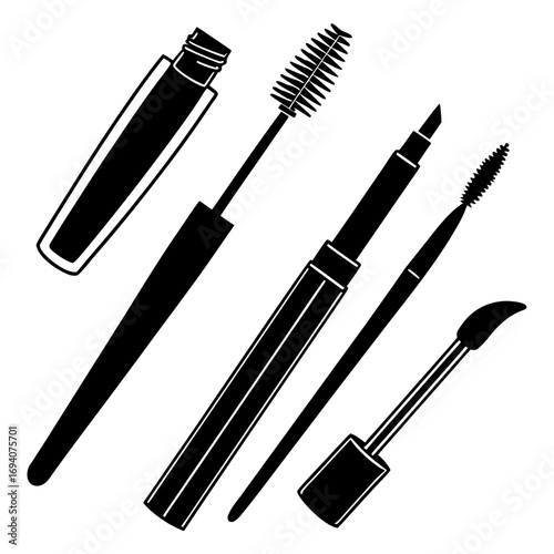 Black makeup brushes and applicators cosmetic applicators