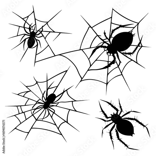 Black spiders on webs arachnid creepy