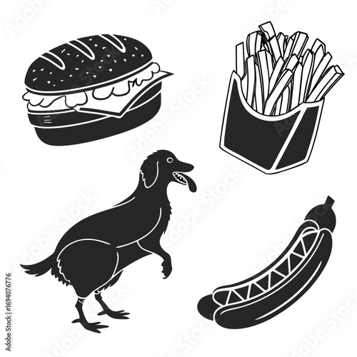 Burger fries hotdog dog french fries hot dog