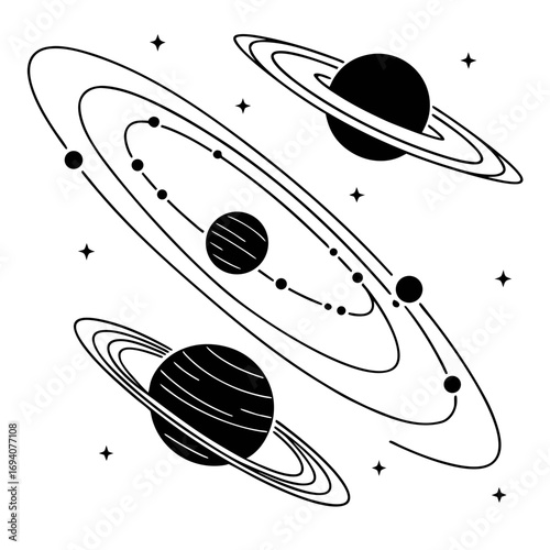 Celestial bodies orbiting stars planets orbits