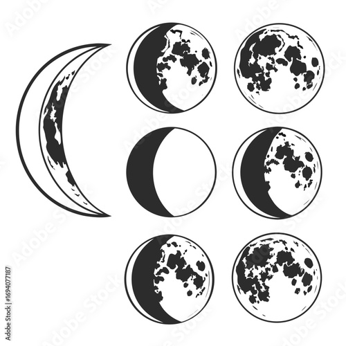 Celestial bodies showing lunar phases moon phases crescent