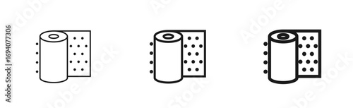 Bubble wrap roll icon in thin, regular, and bold styles. Protective packaging  cushion and fragile protection. Perfect for shipping, logistics, delivery services, e-commerce. Vector illustration
