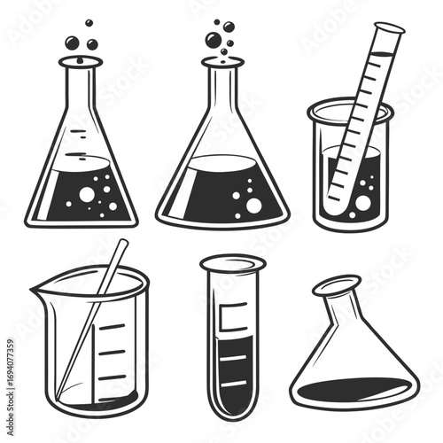 Chemistry lab glassware bubbling and mixing laboratory