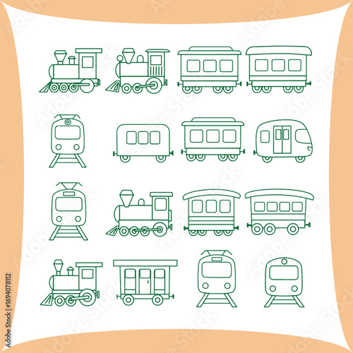Collection of Train Icons in Various Styles and Designs.
