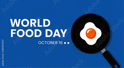Fried Egg in Black Pan for World Food Day Celebration