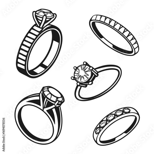 Diamond and band ring silhouettes solitaire jewelry