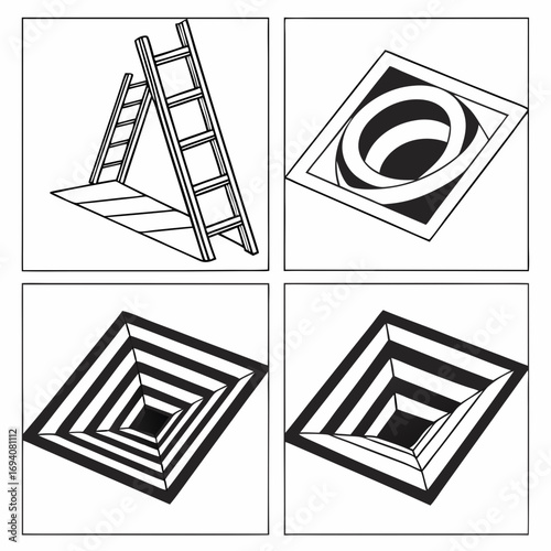 Geometric illusions ladders and shapes optical illusion