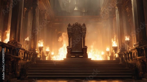 Burning Throne Room: Dark Ages Castle with a Royal Burning Throne