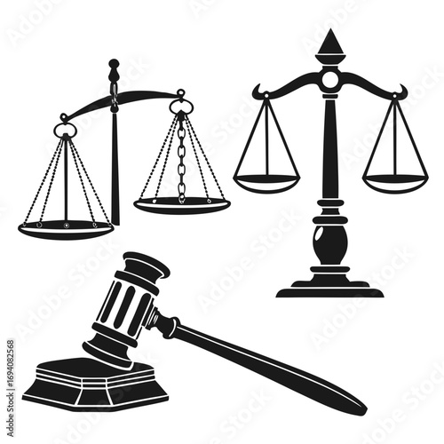 Justice scales gavel icons legal balance