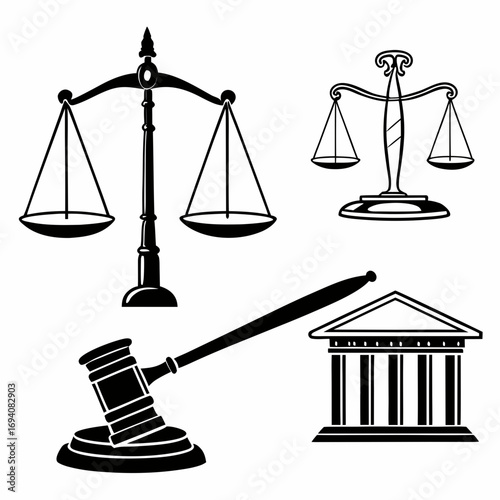 Legal justice symbols scales gavel courthouse scales of justice