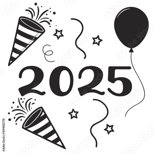 New Year Celebration Elements With Year Twenty Five