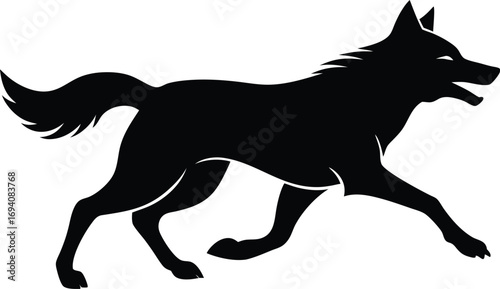 black and white wolf on transparent background