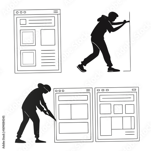 People interacting with website layouts website design