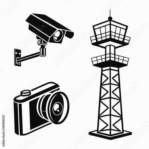 Security cameras and control tower surveillance cctv