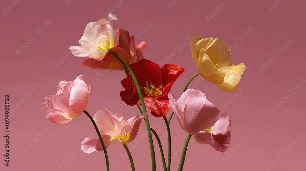 Obraz premium ai florist expertly creates bouquet inspired by diverse emotions blending ultrabright modern colors with minimalist