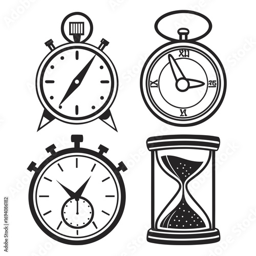 Timekeeping devices collection clock stopwatch