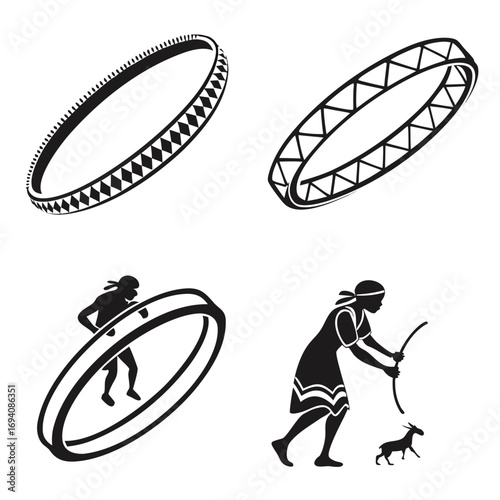 Tribal figures and bangles bracelets silhouette