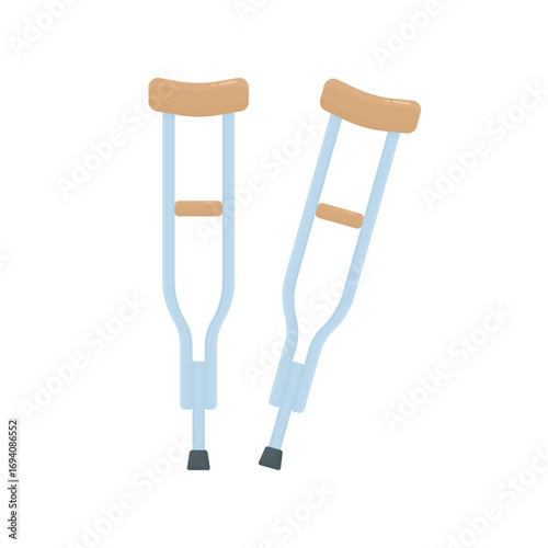 Crutches for supporting injured and elderly people. Crutches for walking, orthopedic medical equipment.
