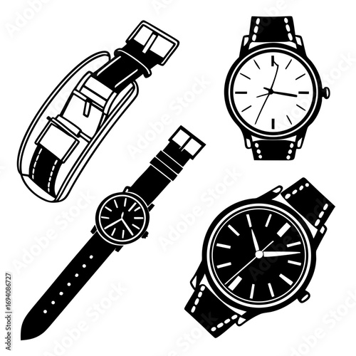 Watch faces and straps silhouettes watches wristwatch