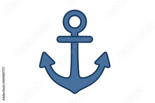 Anchor icon vector illustration in flat style. Nautical marine symbol for boat and ship. Sea, ocean, navy emblem. Maritime equipment for safety and stability concept.