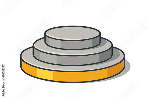 3d render product podium stage scene for display and showcase. Empty round pedestal platform for presentation. Vector cartoon illustration for advertising, award or winner mock-up.