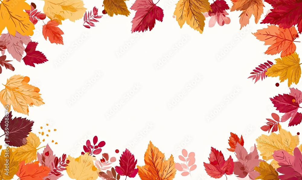 Obraz premium Autumn leaves frame on white background