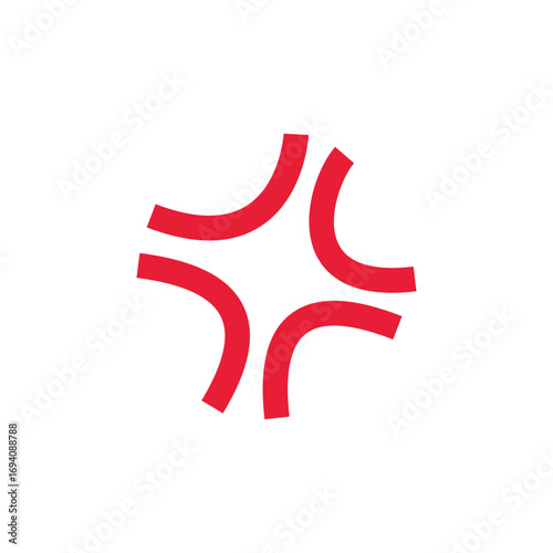 Anime red angry symbol vector icon. Perfect for expressing rage, frustration, and stress. Ideal for graphic design, web icons, stickers, and social media