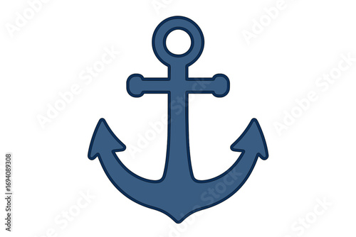 Anchor vector icon. Nautical marine symbol. Sea, ocean, boat, and ship equipment for travel and sailing. Maritime logo illustration. Hope and stability concept graphic.