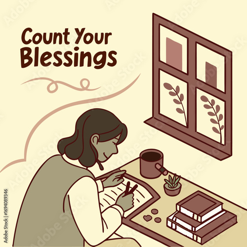 Count your blessings inspirational typography design