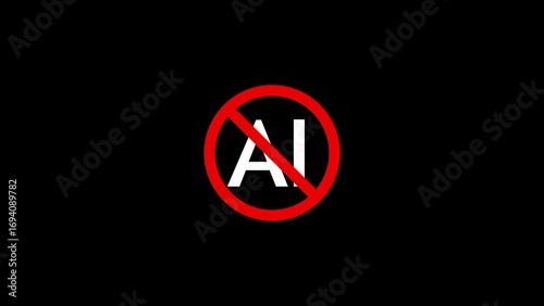 Free Download Red prohibition sign with white AI text on black background symbol stop - GFXLoad