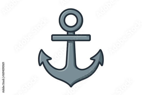 Anchor vector icon, simple flat cartoon illustration. Nautical marine symbol for sea, ocean, and boat concepts. Maritime navy equipment for stability and travel design element.
