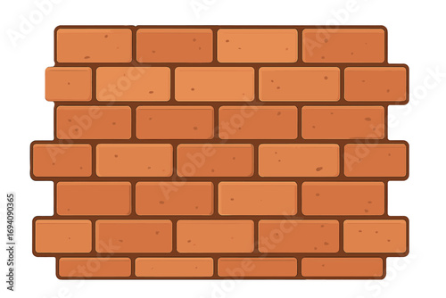 Red brick wall vector cartoon illustration. Flat symbol for graphic design. Construction material texture background. Building icon element. Brickwork pattern isolated object.