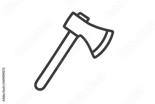 Axe line icon for web and graphic design. Minimalistic linear pictogram of a hatchet tool. Vector symbol for apps, banners, and cards. Lumberjack and woodworking concept.