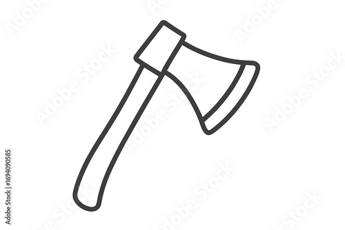 Axe line icon. Minimalistic linear pictogram of a hatchet. Vector symbol for web and graphic design, apps. Lumberjack tool sign. Simple weapon or construction element.