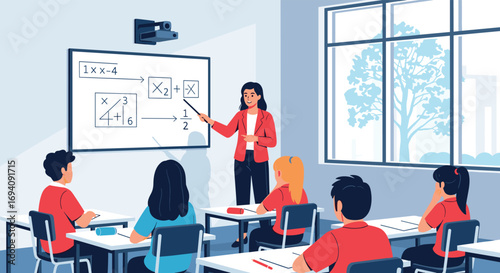 Engaging classroom scene illustrating effective educational instruction and student participation in a modern learning environment