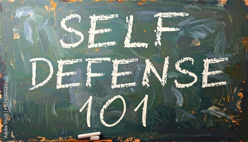Chalkboard with self-defense lesson