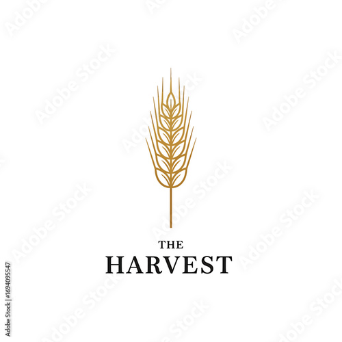 Golden wheat stalk illustration with "The Harvest" text below, centered on a white background.